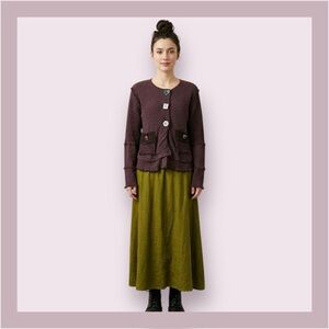 Phyllis Maxx Vintage Eggplant Ceramic Button Cardigan